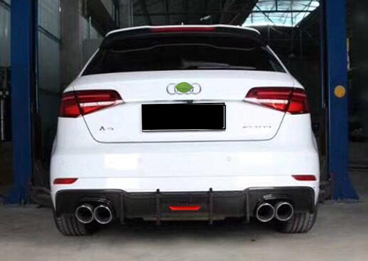 Audi A3/S3 8V Karbel Style Rear Bumper Diffuser for the Hatchback/Sportback Models - Equipped with Karbels signature LED Rear Brake light this product adds aggression and aerodynamics to your Audi A3/S3. This product is design to fit the Facelift Audi A3/S3 Models from 2017-2019. Manufactured from Carbon fibre and FRP to produce a strong and durable product that will last the lifetime of your vehicle. 