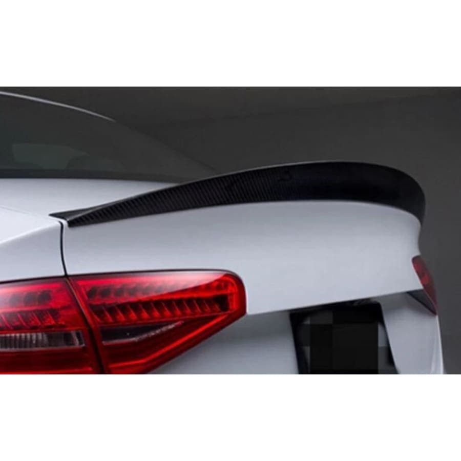 Audi A4 B8.5 HK Style Carbon Fibre Ducktail Rear Spoiler - Manufactured from 2*2 Carbon Fibre With FRP to Produce a Robust and Durable product that offers aerodynamic advantages as aesthetics to your Non S Line Audi A4 Model, designed to sit on the edge of the trunk lid and is secured with 3M Double-sided tape or bond. 