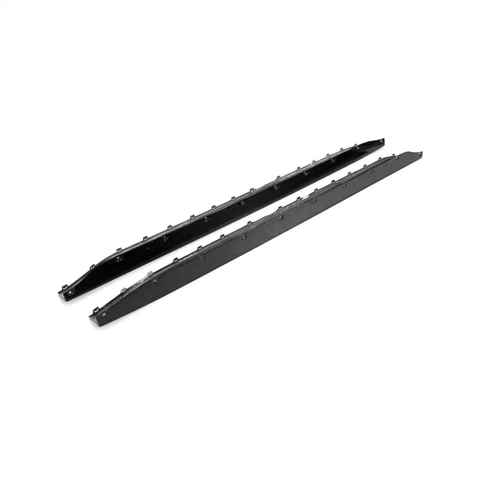 BMW G80/G82/G83 M3/M4 M Performance Style Carbon Fibre Side Skirts - Manufactured from 100% Pre-Preg Carbon Fibre to be a perfect fit for the G80/G82/G83 M3/M4 Models. Styled in the OEM M3/M4 Side Skirt Design without the rear tail. This product is the perfect replacement side skirt section for those looking to keep the OEM Styling.