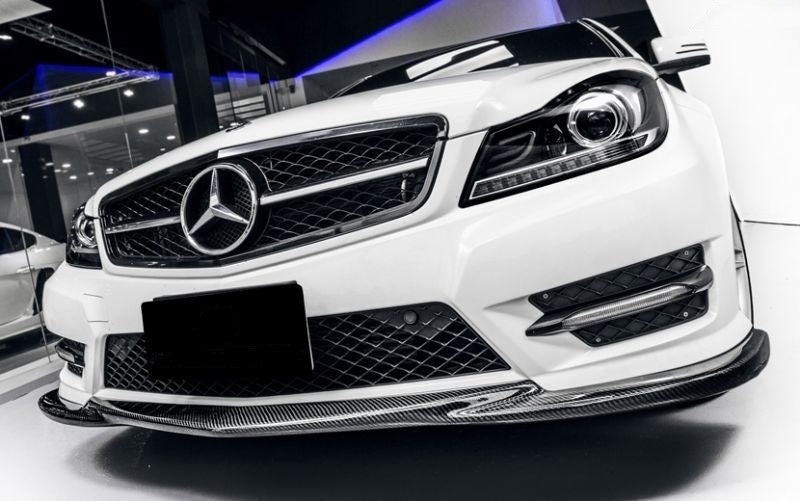 REAL CARBON Front Bumper Lip Spoiler Fit For Mercedes Benz W204