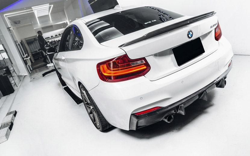 EXO Style Rear Spoiler is Suitable for BMW F22 F87 M2/M2C modified Belgian carbon fibre rear wing, pressure rear wing rear spoiler small tail, (2014 - 2019). The spoiler is the perfect spoiler, has a glossy look and smooth design. It will work well and improve overall handling performance and durability.