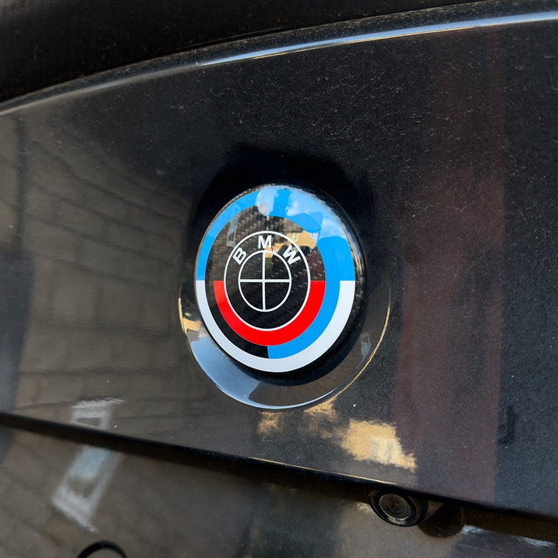 BMW 5 Series (F10) 50th Anniversary Style Carbon Fibre Rear Emblem (82MM)