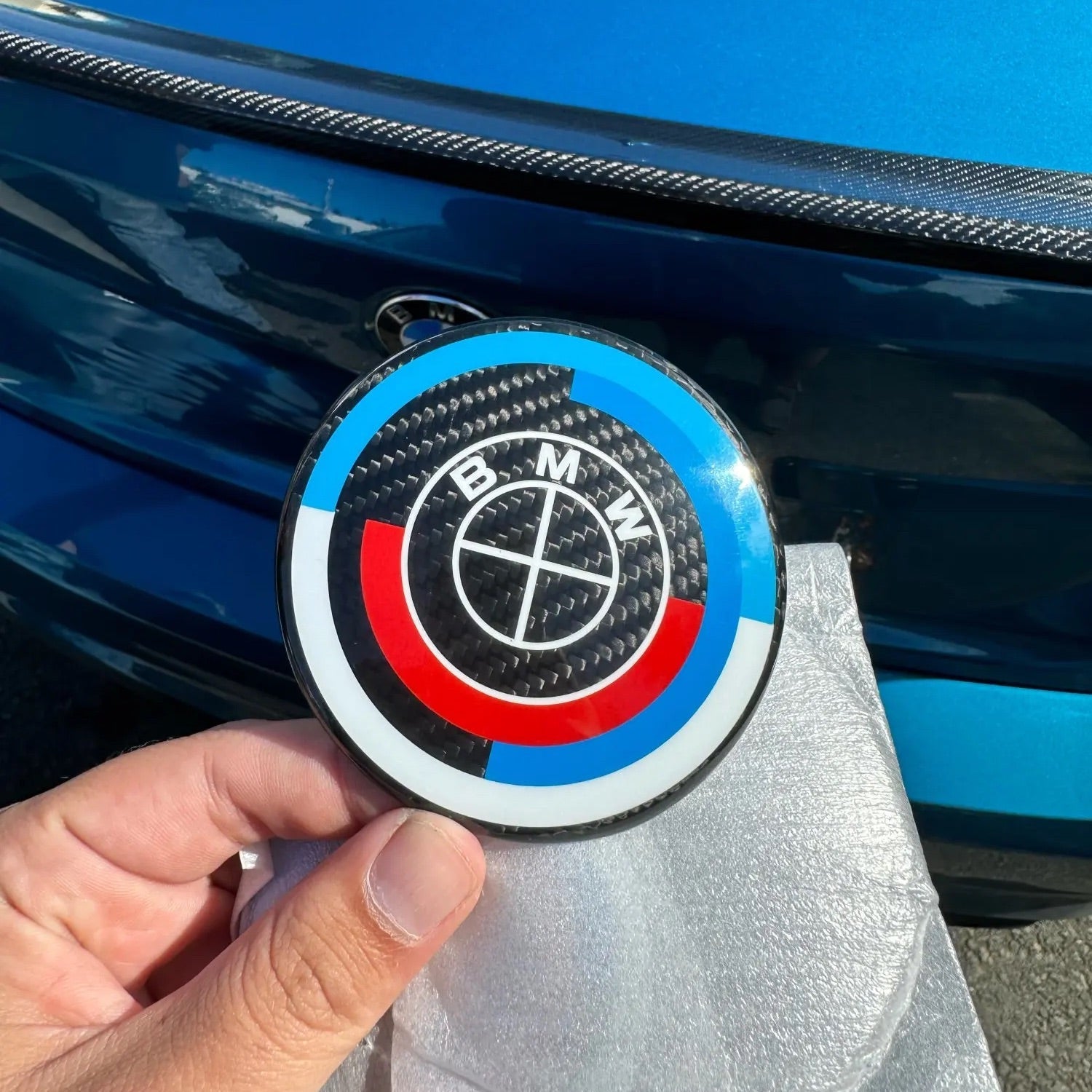 BMW 50th Anniversary Style Carbon Fibre Wheel Centre Caps (68MM)
