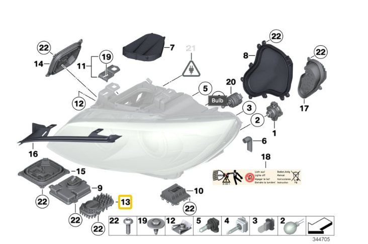 BMW 3 Series LCI (E92/E93) CSL Yellow DRL Headlight Module Replacements (Xenon Headlight)