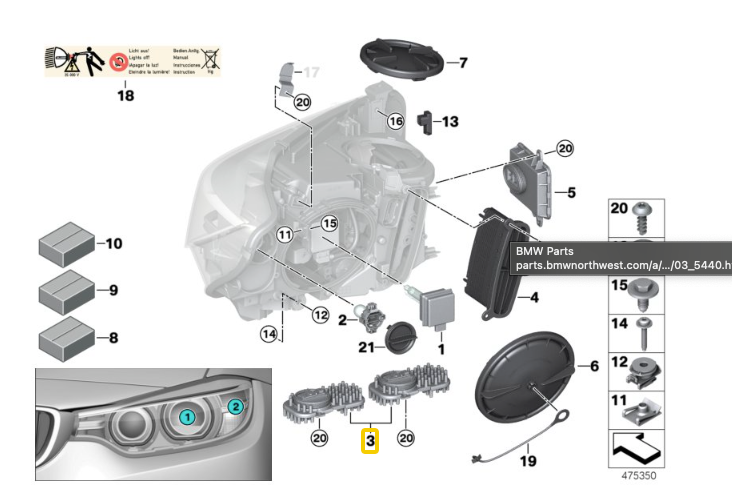 Module LED de phare DRL de style CSL pour BMW Série 4 (F32/F33)