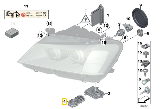 BMW X3 (F25) CSL Yellow DRL Headlight Module Replacements (Xenon Headlight)