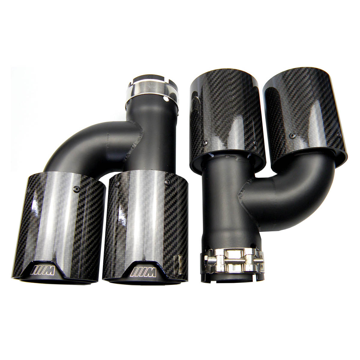 Embouts d'échappement en fibre de carbone en forme de H de style M Performance noir double BMW