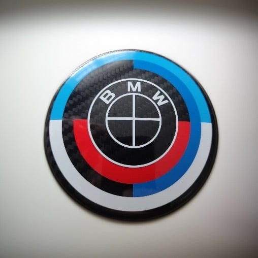 BMW 1 Series (E81/E87) 50th Anniversary Style Carbon Fibre Front Emblem (82MM) - Twenty Two Tuning Emblems and Badges