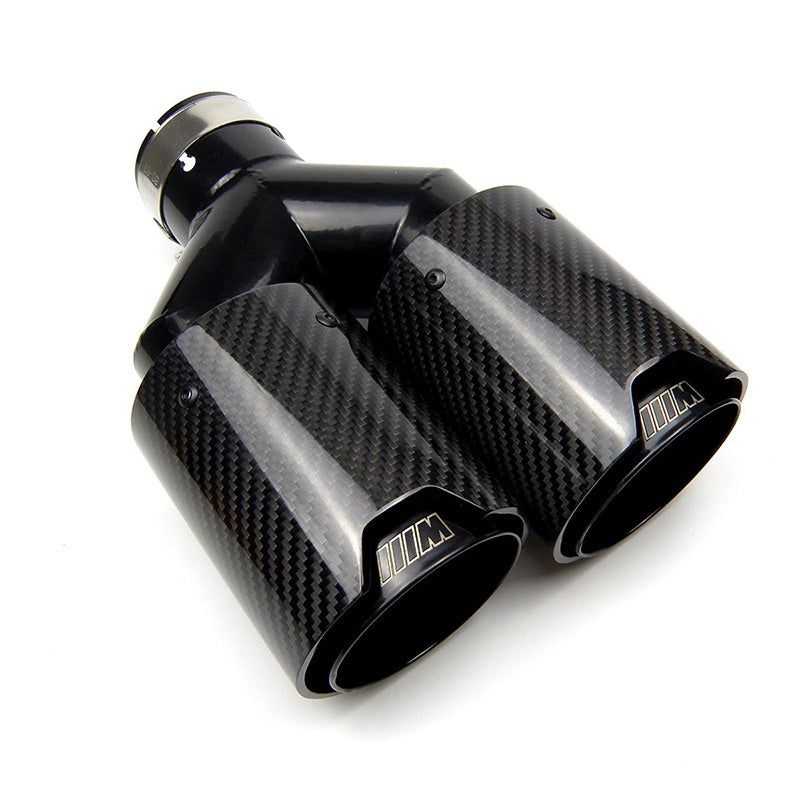 BMW Dual M Performance Style Black Carbon Fibre Exhaust Tips