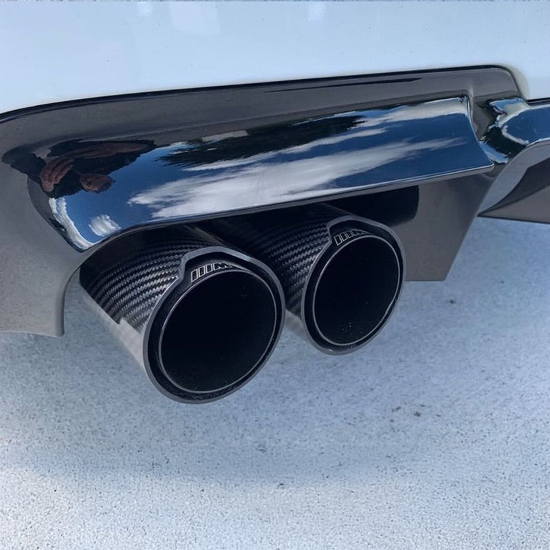 BMW Dual M Performance Style Black Carbon Fibre Exhaust Tips