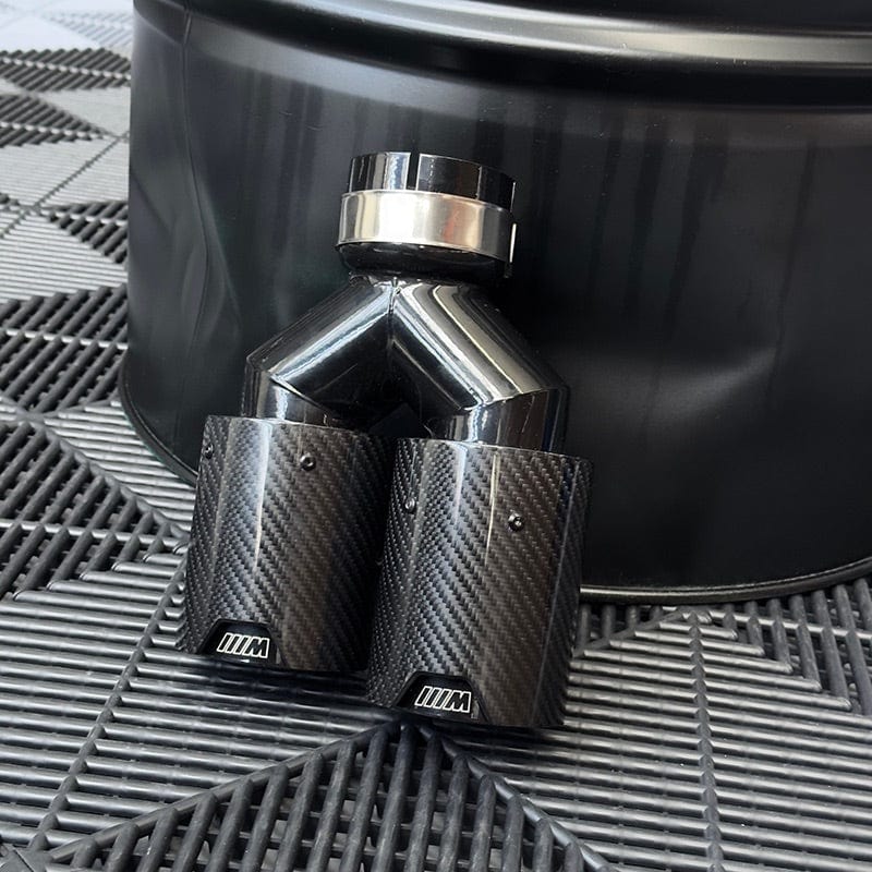 BMW Dual M Performance Style Black Carbon Fibre Exhaust Tips - Twenty Two Tuning Exhaust Tips