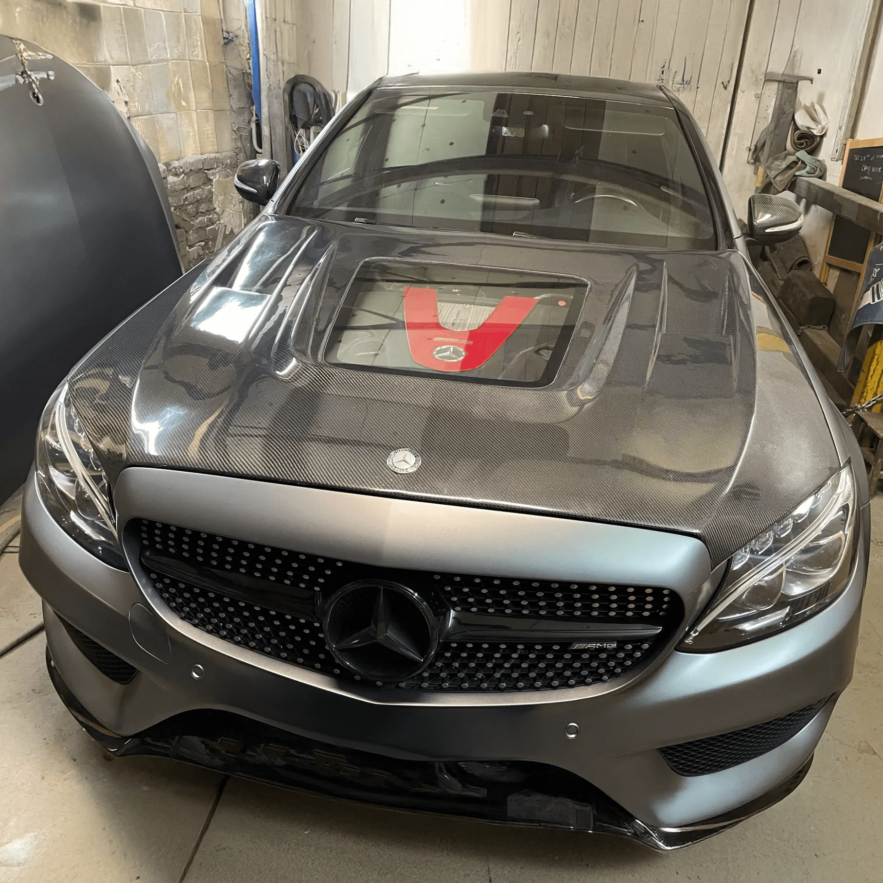 Mercedes Benz C-Class/C43 (W205/S205/C205/A205) IMP Style Carbon Fibre Hood/Bonnet Replacement - Twenty Two Tuning Hood/Bonnet Complete