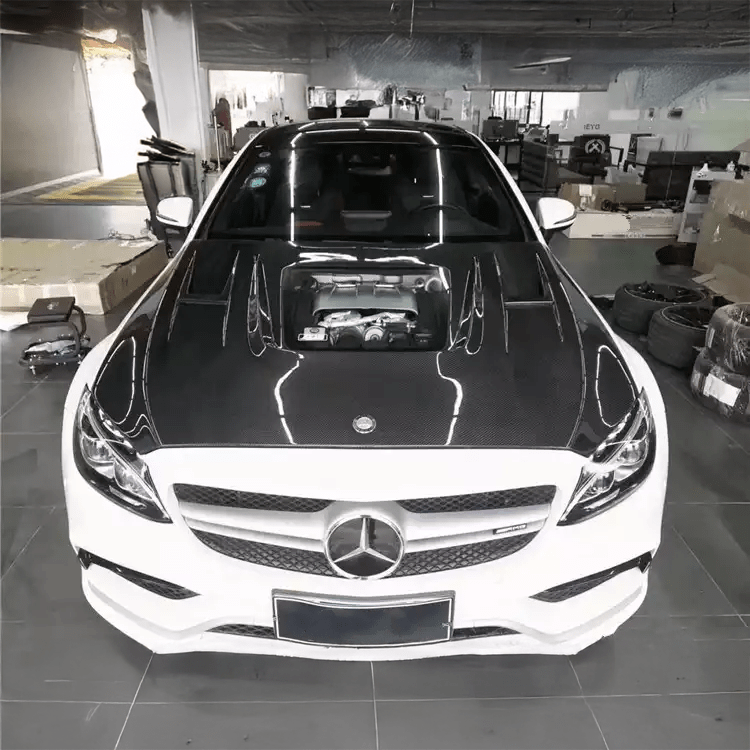 Mercedes Benz C-Class/C43 (W205/S205/C205/A205) IMP Style Carbon Fibre Hood/Bonnet Replacement - Twenty Two Tuning Hood/Bonnet Complete