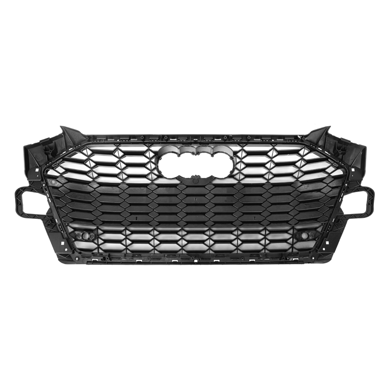  Audi A4/S4 (B9.5) 2020+ RS4 Style Gloss Black Front Grille Replacement - Inspired by the RS4 Honeycomb styling, this product is a stunning addition to the new B9.5 A4/S4 Front end with its fully blacked-out styling package giving your B9.5 A4/S4 that stealth look while also increasing the air intake and cooling capacity. They are finished in a Gloss Black Colouring.