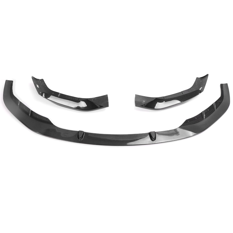 BMW G30 5 Series M Performance Carbon Fibre Front Lip Spoiler with splitter covers for the M Sport BMW 5 Series Models - Designed with you in mind from the OEM BMW Front Lip spoiler to produce the best look that keeps with OEM styling for maximum effect. This product comes in 3 Pieces, the full lower lip spoiler and two corner splitters. manufactured from 2*2 Carbon Fibre Twill. 