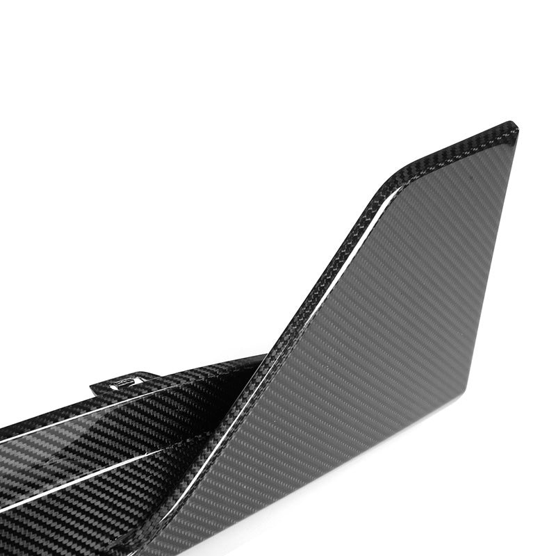 BMW G80/G82 M3/M4 M Performance Style Replacement Carbon Fibre Rear Bumper Trims - Manufactured from 100% Carbon Fibre to be a perfect fit for the G80/G82 M3/M4 Models. Manufactured to be a direct replacement for your existing rear bumper trims that go on each side of the Diffuser. This product is a must if you are fitting or already have the M Performance Style Carbon Diffuser Fitted. 