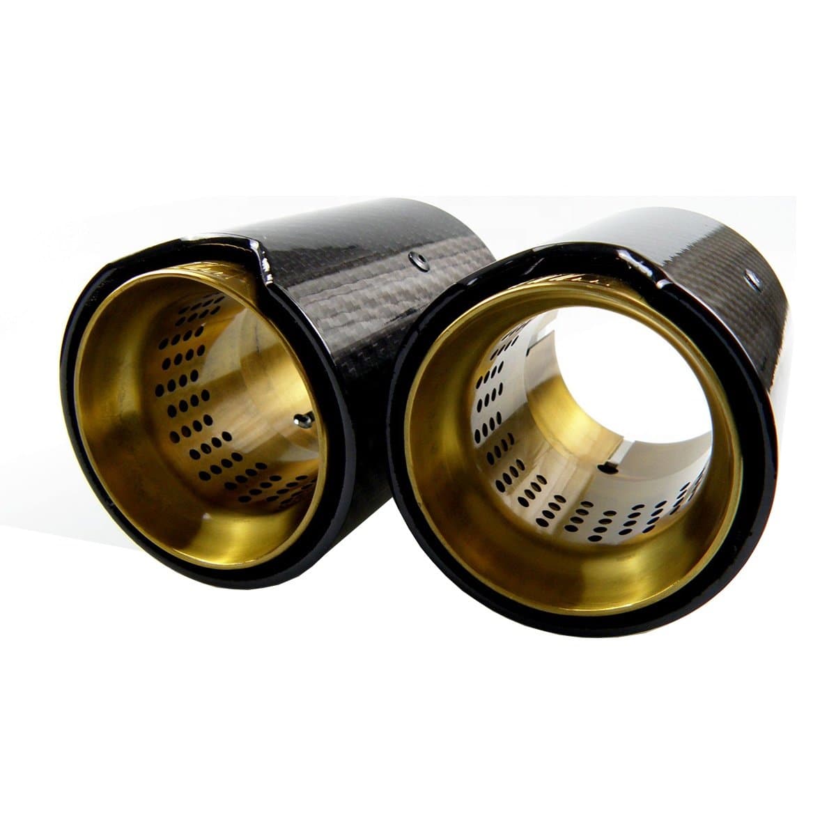 BMW F20 F21 M135I M140I Carbon Fibre Gold M Performance Style Exhaust Tips Set (2014 - 2019) M Performance look whether you have the M Performance Exhaust or not - M135I or M140I those M Performance looks without needing the M Performance Rear Section. BMW F20 1 Series M135I M140I BMW F21 1 Series M135I M140I