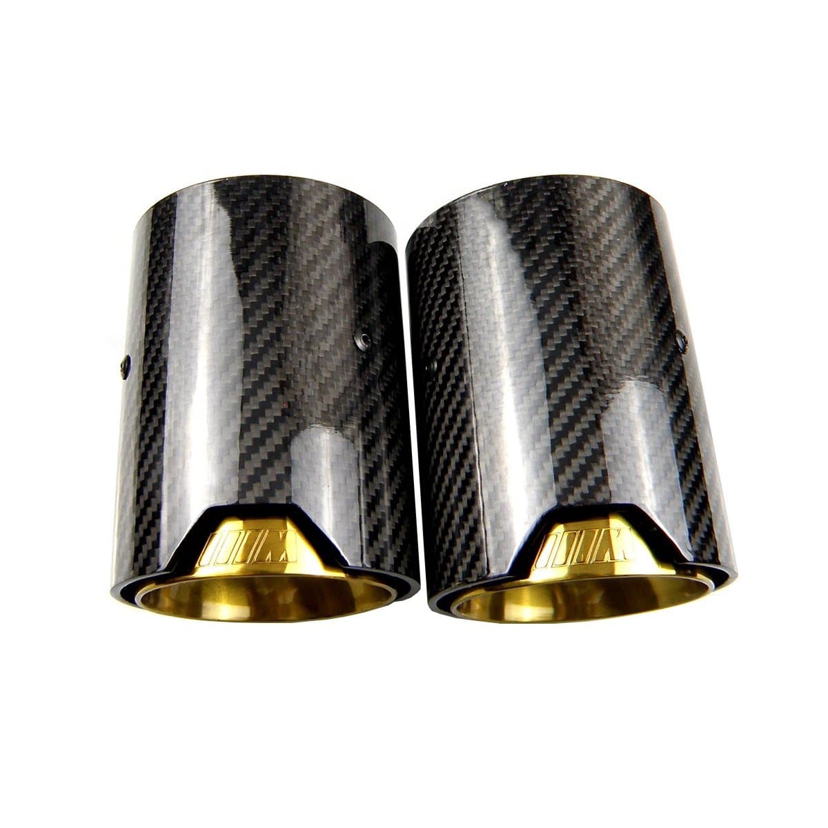 BMW F20 F21 M135I M140I Carbon Fibre Gold M Performance Style Exhaust Tips Set (2014 - 2019) M Performance look whether you have the M Performance Exhaust or not - M135I or M140I those M Performance looks without needing the M Performance Rear Section. BMW F20 1 Series M135I M140I BMW F21 1 Series M135I M140I
