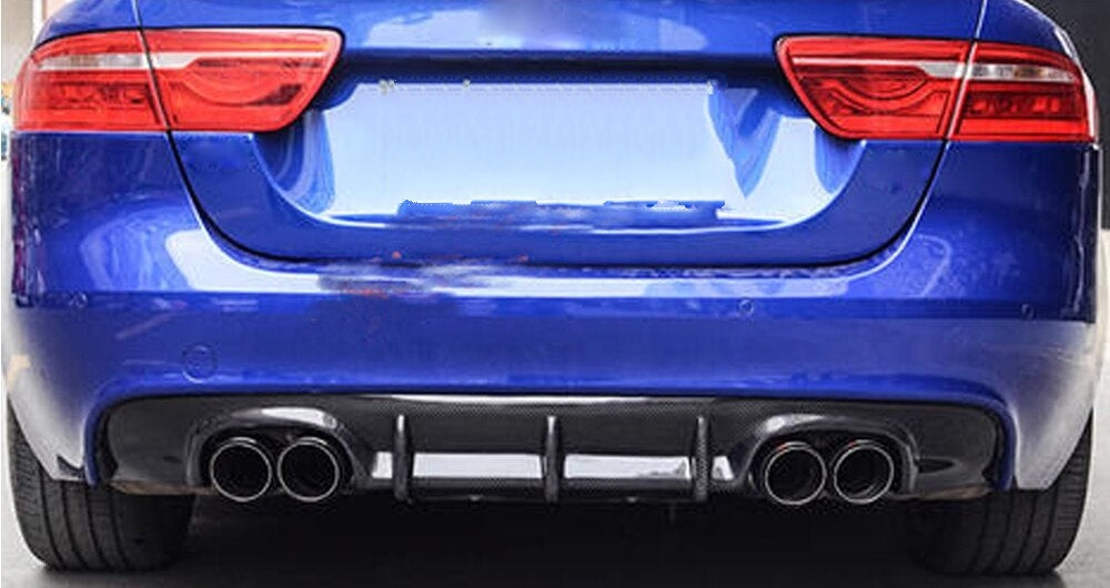 Jaguar XE 2015 - 2019 Quad Style Carbon Fibre Rear Diffuser - Designed for those that want to be able to install a quad exhaust setup to their Jaguar XE Model, This product is a perfect balance between aggression and sleek style with its SVR Style take for the Jaguar XE Models. 