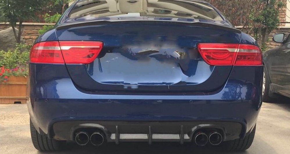 Jaguar XE 2015 - 2019 Quad Style Carbon Fibre Rear Diffuser - Designed for those that want to be able to install a quad exhaust setup to their Jaguar XE Model, This product is a perfect balance between aggression and sleek style with its SVR Style take for the Jaguar XE Models. 