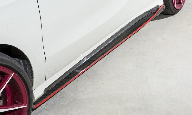Mercedes Benz A-Class/A45 (W176) Revo Inspired Carbon Fibre Side Skirt Extensions - Manufactured from 2*2 Carbon Fibre Weave to produce a stunning side skirt design with a tail side flick that accents the stunning bodywork on the W176 A-Class Models. 