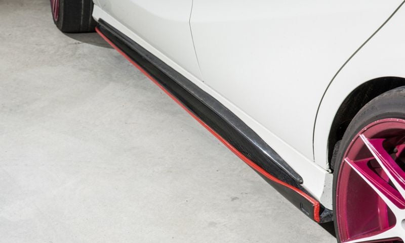 Mercedes Benz A-Class/A45 (W176) Revo Inspired Carbon Fibre Side Skirt Extensions - Manufactured from 2*2 Carbon Fibre Weave to produce a stunning side skirt design with a tail side flick that accents the stunning bodywork on the W176 A-Class Models. 
