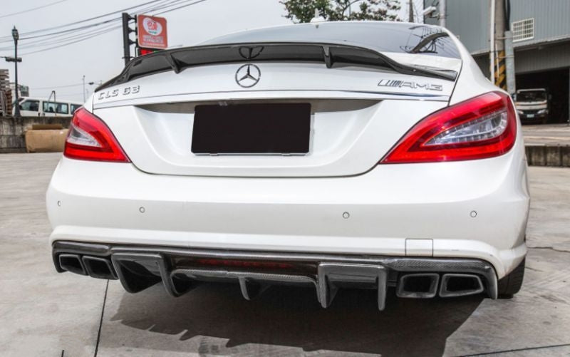  Mercedes Benz CLS63 (W218) Renntech Style Carbon Fibre Rear Diffuser - Manufactured from 2*2 Carbon Fibre Weave. this Renntech Styling Inspired Carbon Fibre Rear Diffuser is the perfect addition to any CLS63 Model owner that wants to add more aggression to this already aggressive car. The Renntech styling is a truly unique package that is recognised by everyone in the Mercedes Community.