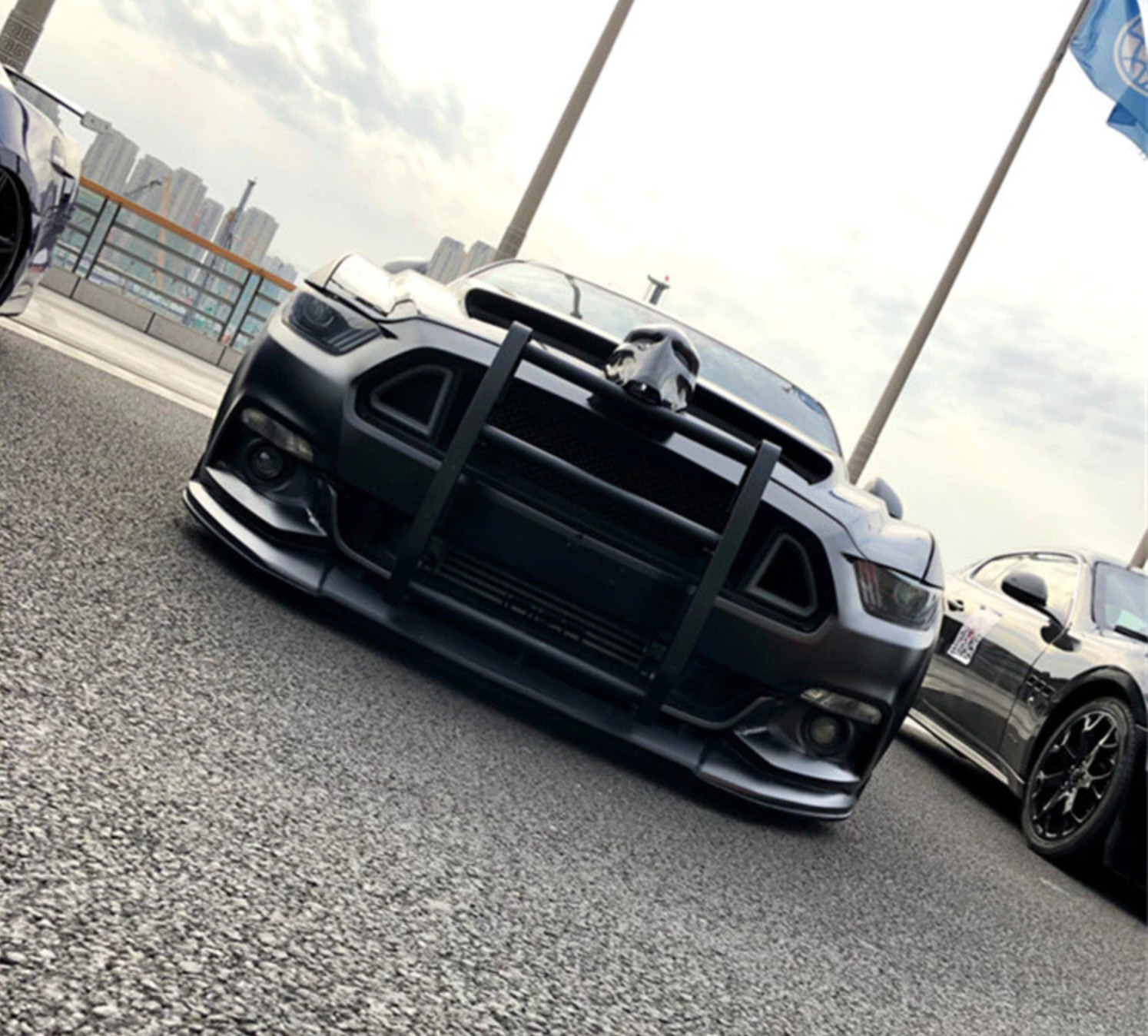 Ford Mustang 6th Generation Aluminium Bull Bar Protection Kit - Inspired by CTS this product offers protection to the front bumper of your Ford Mustang while also adding style and aggression. this product will enhance the front bumper of your Mustang and also protect you from collisions. 