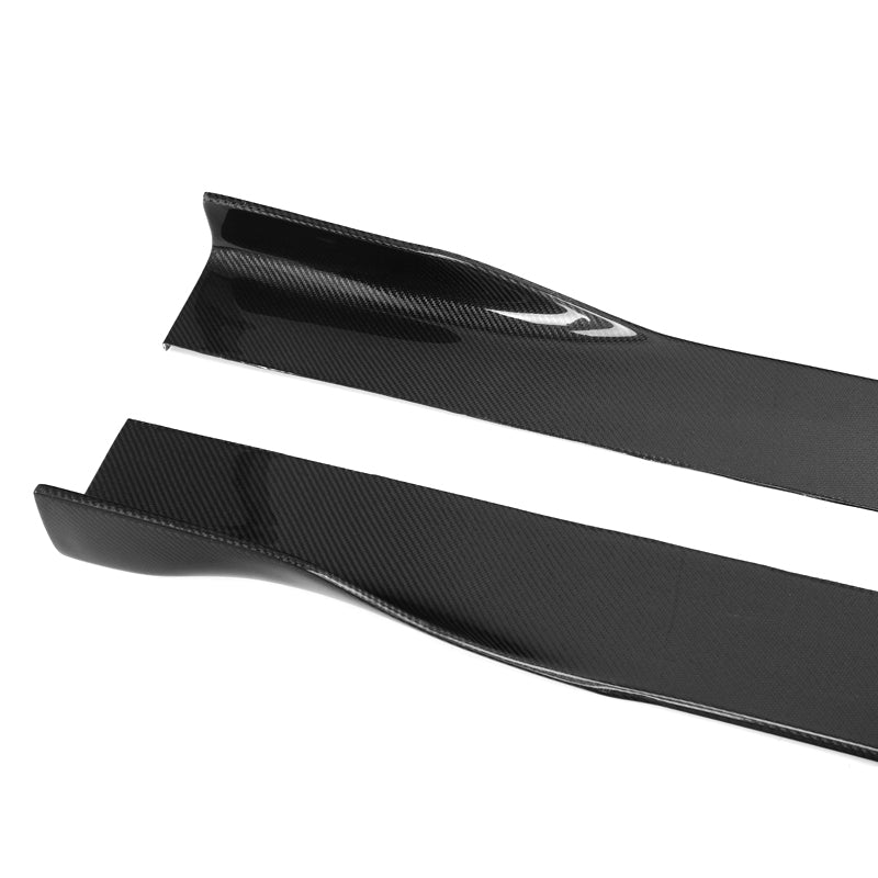 Universal Carbon Fibre Side Skirts - Manufactured from 2*2 Carbon Fibre weave with FRP to produce a robust and durable side skirt that will stand up to even the worst scapes. This product is universal in length. We will cut the side skirts to the length that you specify so that you'll have the perfect length side skirts for your Model to make the fitting process as easy as possible. 