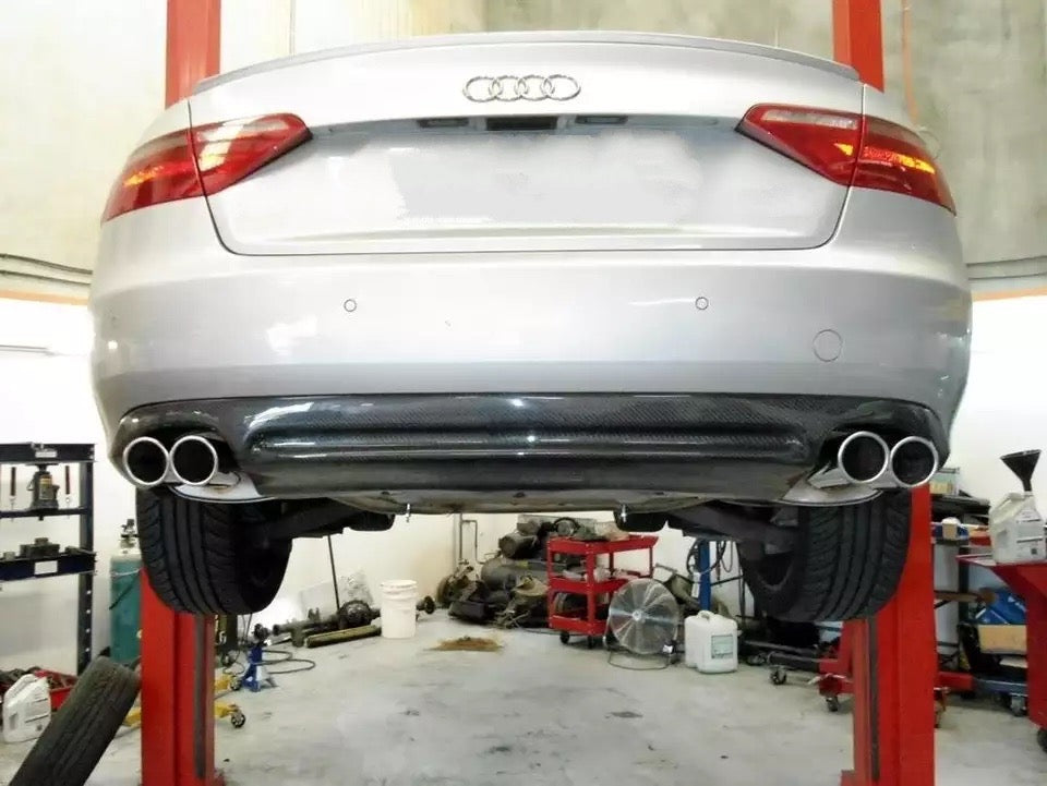 Audi A5 Non-S Line Coupe OEM Style Carbon Fibre Quad Pipe Rear Diffuser - Manufactured from 2*2 Carbon Fibre Weave with FRP to give a durable and lasting carbon fibre diffuser for the Non-S Line B8 Audi A5 Models. Only for the Non-S Line (Standard) A5 Models. For Quad Exhaust Conversion.