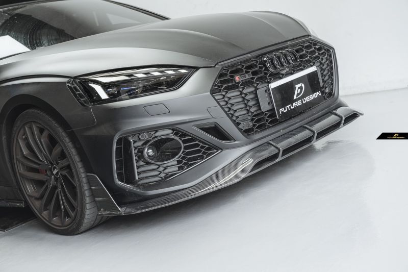 Audi RS5 (B9/B9.5) Future Design Carbon Fibre Front Lip Spoiler - Manufactured from Pre-preg carbon fibre and designed to fit the RS5 Sportback Models perfectly to transform the front end completely. 