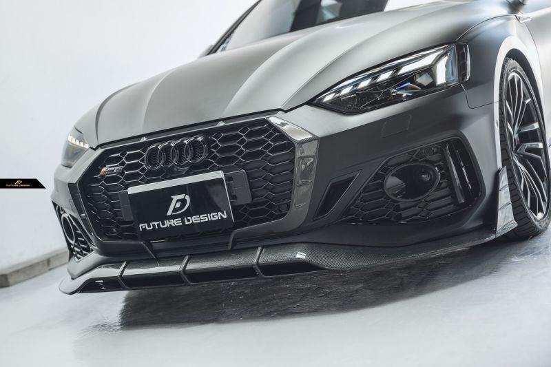 Audi RS5 (B9/B9.5) Future Design Carbon Fibre Front Bumper Grille Surround - Manufactured from Pre-preg carbon fibre and designed to fit the RS5 Sportback Models perfectly to transform the front end entirely along with the front lip spoiler from Future Design Japan. 
