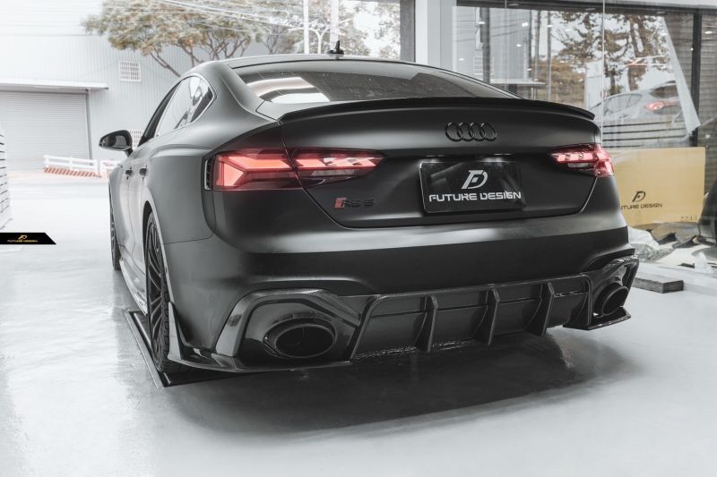 Audi RS5 (B9/B9.5) Future Design Carbon Fibre Rear Bumper Diffuser - Manufactured from Pre-preg carbon fibre and designed to fit the RS5 Sportback Models perfectly to transform the front end completely. 