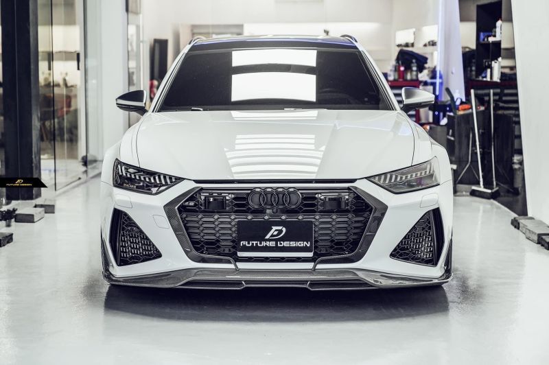 Audi RS6 (C8) Future Design Carbon Fibre Front Lip Spoiler - Manufactured from Pre-preg carbon fibre and designed to fit the RS6 Avant Models perfectly to transform the front end completely. 