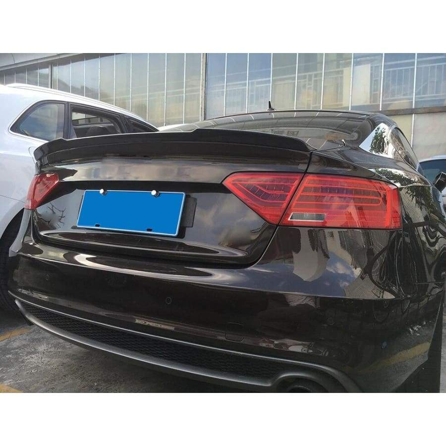 Audi 8T/8F B8 S5 A5 S Line Carbon Fibre Rear Ducktail Spoiler (2012 - 2016)Audi A5/S5 B8.5 S Line Ducktail Carbon Fibre Rear Lip Spoiler for the Audi S5 A5 S Line Sportback 4 Door Models only. This product is manufactured from 2*2 Carbon Fibre weave and is designed to sit perfectly on the rear trunk of the Audi S5 A5 S Line Sportback models. 