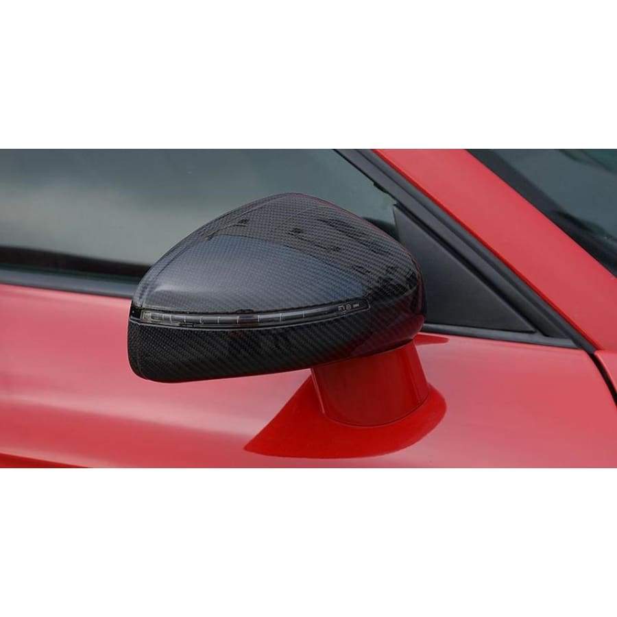 Audi R8 V8/V10 Type 42 Mk1 Model Replacement Side View Mirror Covers - Manufactured from ABS Plastic and 2*2 Carbon Fibre Weave. This product replaces your original Mirror Cover completely and fits as OEM, adding Carbon fibre to your exotic Audi R8 is simply a must in our opinion.
