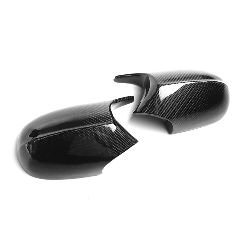 BMW E9X M Style Carbon Fibre Replacement Mirror Covers - For the Pre-LCI and LCI models. This product is inspired by the OEM E9X M3 Styling with the join at the top to meet the pillar. This product can be used with folding mirror covers. We have 2 variants for this product to fit the Pre-LCI and LCI E90 Saloon, E91 Estate, E92 Coupe and E93 Convertible Models. 
