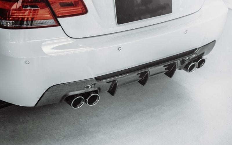 BMW 3 Series (E92/E93) M Performance Style Carbon Fibre Rear Diffuser Quad Pipe Version - Manufactured from 2*2 Carbon Fibre Weave, this BMW M Performance Diffuser for the 3 Series E92 Coupe and E92 Convertible Models fits models looking to enhance their look with a Quad/4 Pipe set up. 
