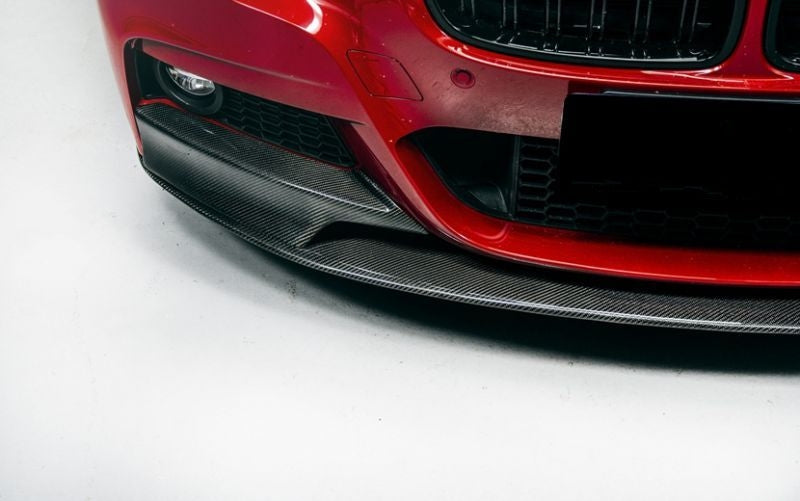 BMW F30/F31/F35 3 Series M Performance Style Front Lip Spoiler - Manufactured from 2*2 Carbon Fibre Weave to match the rest of the OEM or Aftermarket Carbon on your 3 Series BMW Model, This product is designed in the style of the OEM M Performance Front Lip Spoiler that enhances the front end visual aspect of your BMW F30 F31 and F35 3 Series Model.