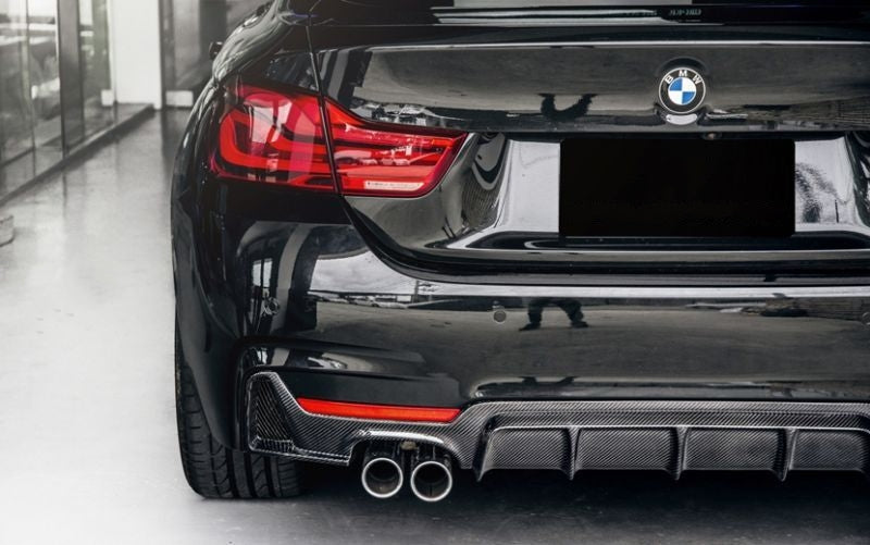 BMW 4 Series F32/F33/F36 M Performance Style Diffuser is Made of high quality and lightweight carbon fibre material. The appearance of the vehicle and give it a nice sporty look. The rear bumper lip can make the vehicle look like a more performance car. It adds more downforce and helps aerodynamics, dramatically improve styling and appearance.