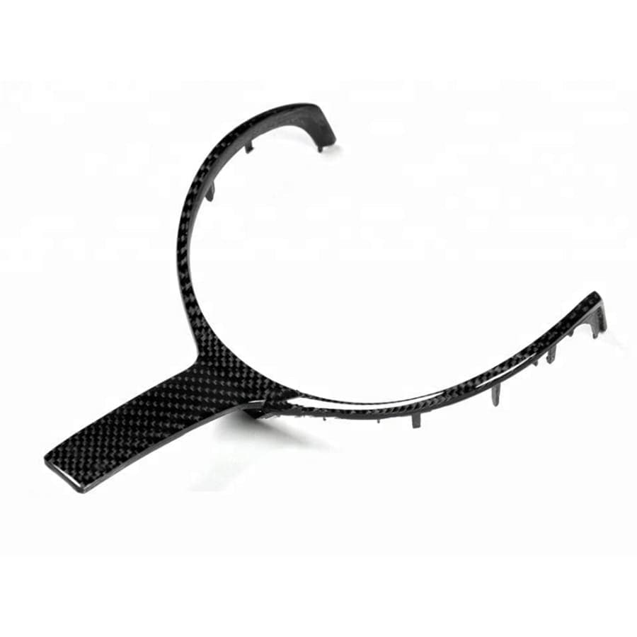 BMW M Sport Carbon Fibre Steering Wheel Trim - Manufactured from Carbon Fibre for the 1/2/3/4/5/6/X5 and X6 Series BMW Models. This Steering Wheel Trim Replaces the original silver centre steering wheel trim on the BMW M Sport Models with a more aesthetic carbon fibre steering wheel trim. 