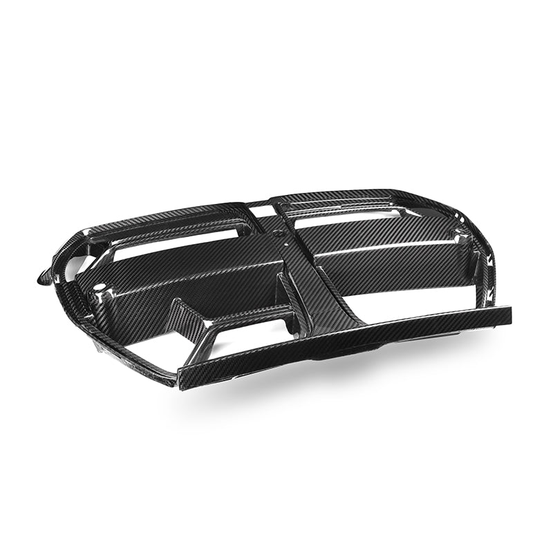 BMW G80/G82/G83 M3/M4 CSL Style Carbon Fibre Replacement Dry Carbon Front Grille  - Manufactured from 100% Carbon Fibre to be a perfect fit for the G80/G82/G83 M3/M4 Models. Taking inspiration from the BMW CSL Styling. transform the entire front end of your G80/G82/G83 M3/M4 BMW with this complete replacement front Grille. For both the ACC and Non ACC Models.