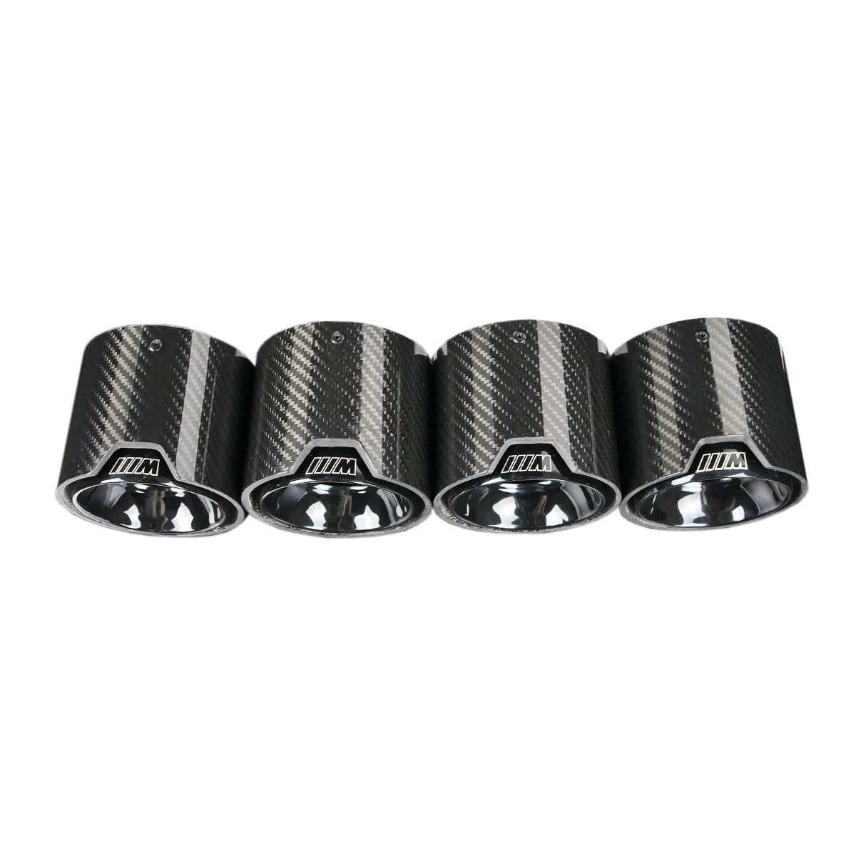 Introducing the ultimate finishing touch for your BMW: the Twenty Two Tuning Black BMW M Performance G8X Carbon Fiber Exhaust Tips. These sleek and stylish tips are designed to enhance the character of your BMW, exuding motorsport enthusiasm with their carbon fiber construction. The glossy carbon outer shell is contoured to reveal an engraved "M" logo, while the inner tip is perforated for added design flair.