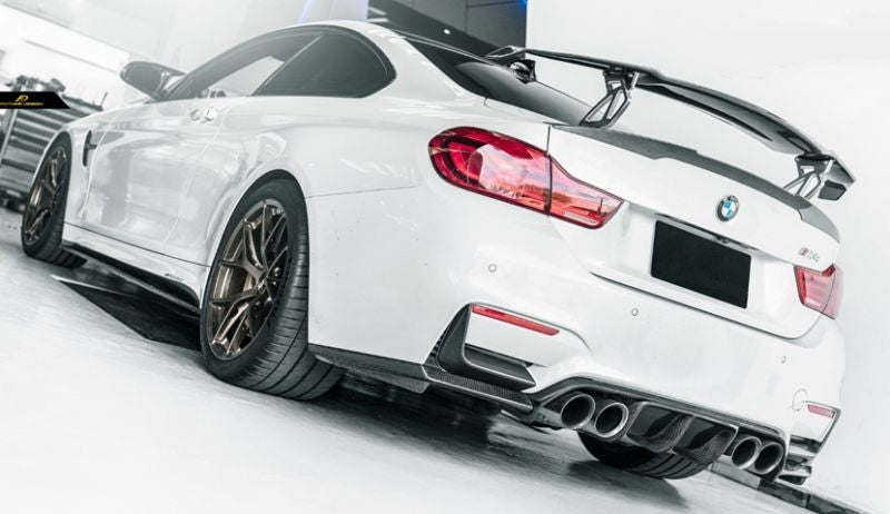 Together with other carbon fibre add-on parts for the BMW F80 M3 F82 F83 M4 models, they are the complete solution to tune the handling for the rear of a car aerodynamically. The characteristics of carbon fibre also add more aggressive styling to the F80 M3, F82 F83 M4. Carbon Fibre Rear Bumper Trims is finished to a high standard that represents a product of superior quality and fitment. Available for front and rear.