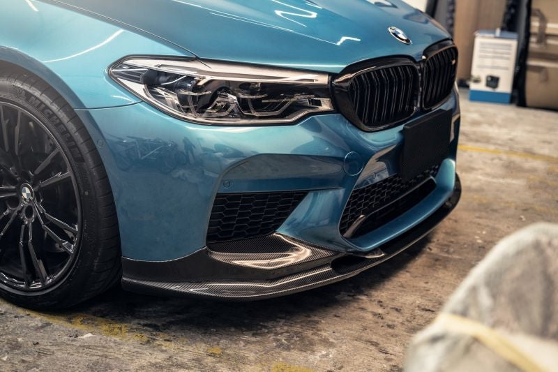 BMW F90 M5 3D Desing Japan Style Carbon Fibre Front Lip Spoiler - Inspired by the 3D design Japan styling for the F90 M5 Model this front lip spoiler is a full-length front lip spoiler with lower splitters all moulded into one single front lip spoiler. Professional Installation is required for this product due to the size.