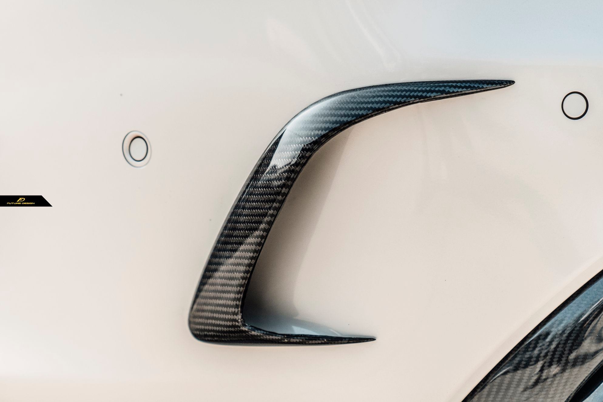 Mercedes Benz C-Class/C63/C43 AMG Line (S205) Estate/Wagon Dedicated Carbon Fibre Rear Bumper Canards - Manufactured from 100% Pre-Preg Japanese Carbon Fibre in a 2*2 Carbon Fibre Twill Weave, This product offers a new look to the rear end of the S205 Wagon/Estate C-Class Mercedes Models with its designed look to surround the original rear vents for this bumper.