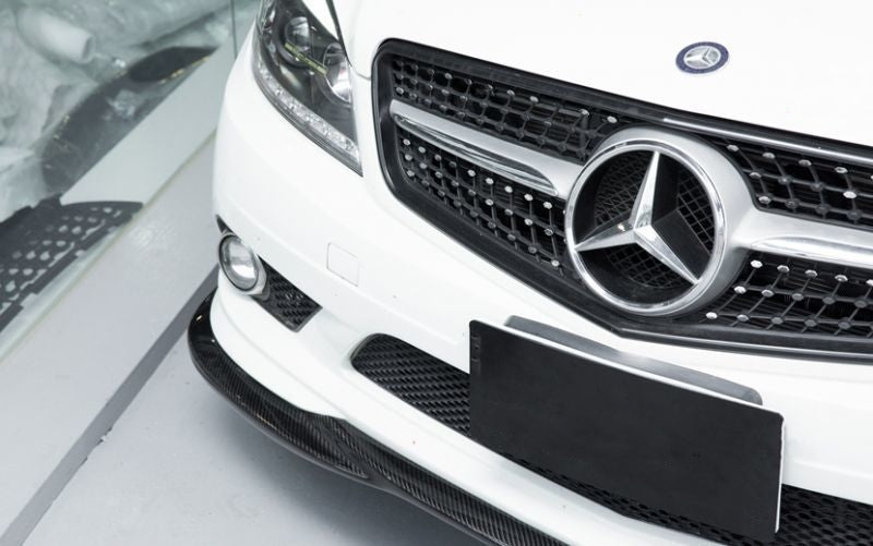 REAL CARBON Front Bumper Lip Spoiler Fit For Mercedes Benz W204