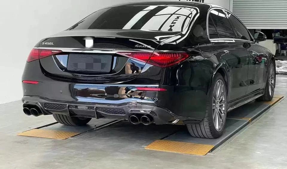 CHL V Style Carbon Fiber Rear Diffuser – Fits 2010-2013 Mercedes-Benz W212 E-Class Sedan AMG Only – Clear Coated – UPC 718207531578