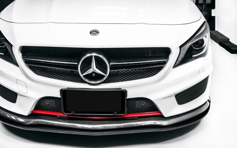 Mercedes Benz Pre-Facelift CLA-Class and CLA45 REVO Design Style Carbon Fibre Front Lip Spoiler - Manufactured from 2*2 Carbon Fibre weave with FRP to produce a stunning design that enhances the front bumper on your CLA-Class AMG Line or CLA45 Sportback Model. For the Pre-Facelift Models Only