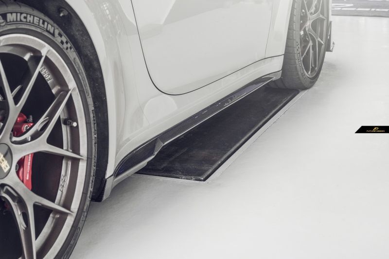 Porsche Carrera 4/S/4S Coupe and Targa Top Future Design Carbon Fibre Side Skirt Extensions - Manufactured from 100% Carbon Fibre, This product is designed and manufactured by Future Design on-site and finished before shipping directly to you for a perfect fitment every time. Pre-Preg Carbon Fibre parts are superior in their manufacturing and structure to all other parts.